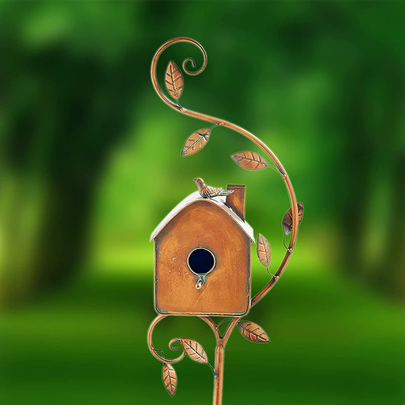 Outdoor Decorative Metal Birdhouse Garden Stakes