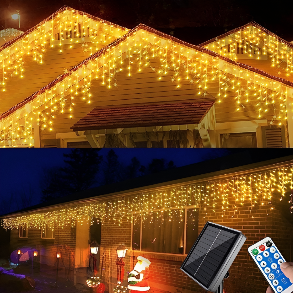 Outdoor Icicle Lights, Waterproof Curtain String Lights