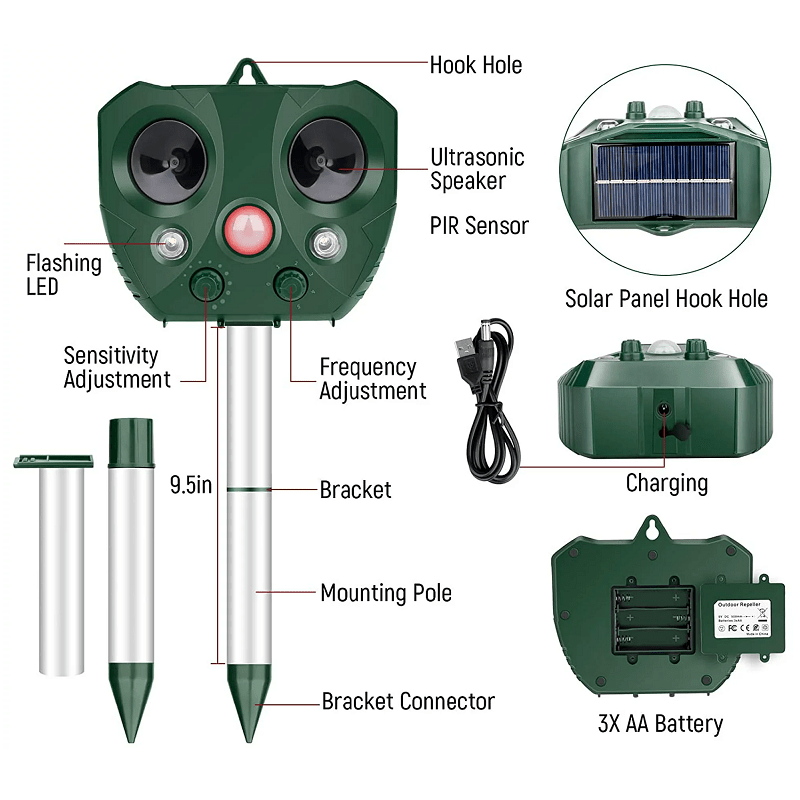 Outdoor Solar Ultrasonic Bird Repeller