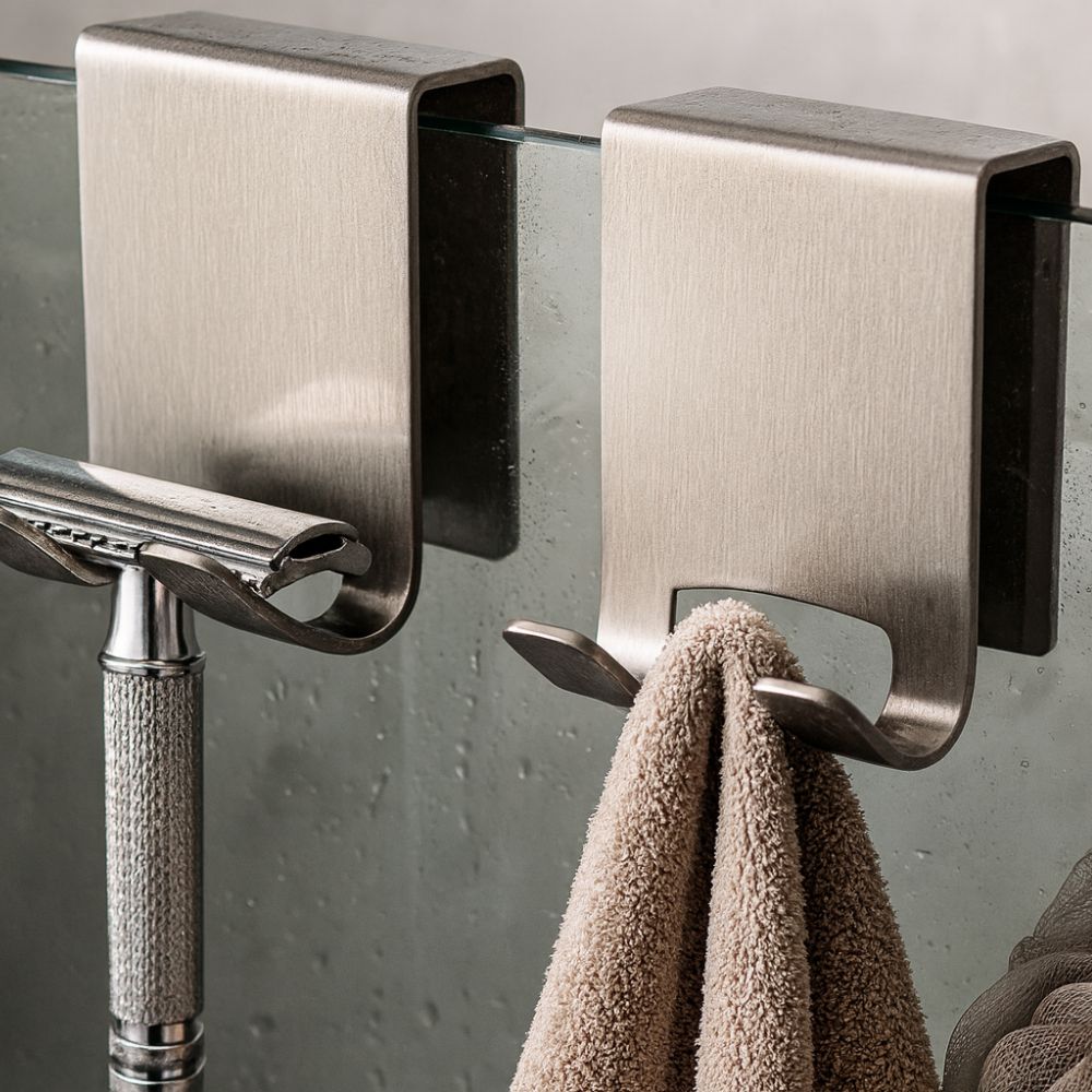 Over-the-Glass Stainless Steel Shower Door Hooks