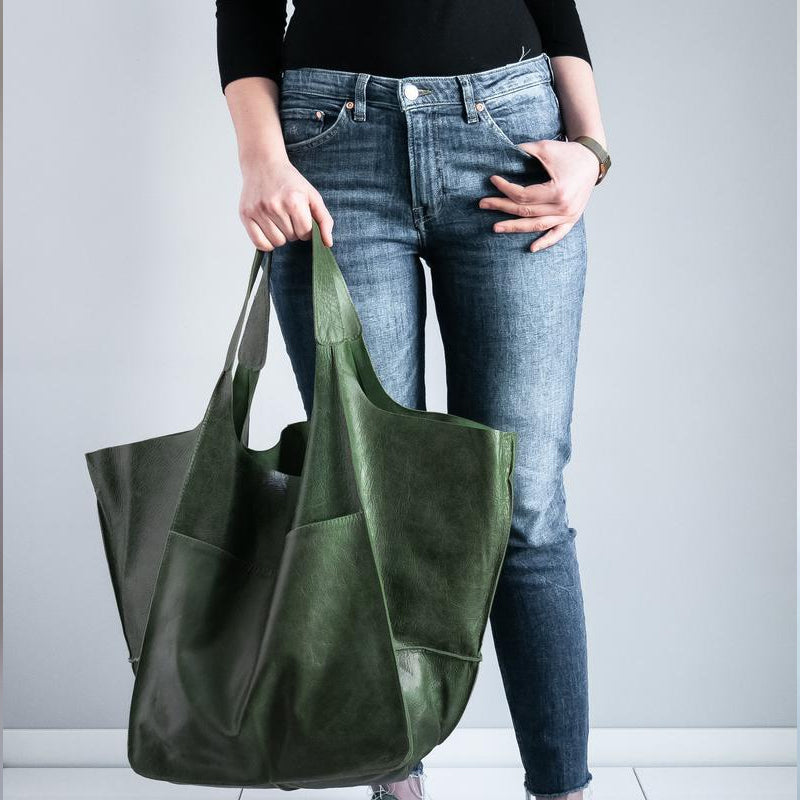 Oversized Leather Weekend Bag