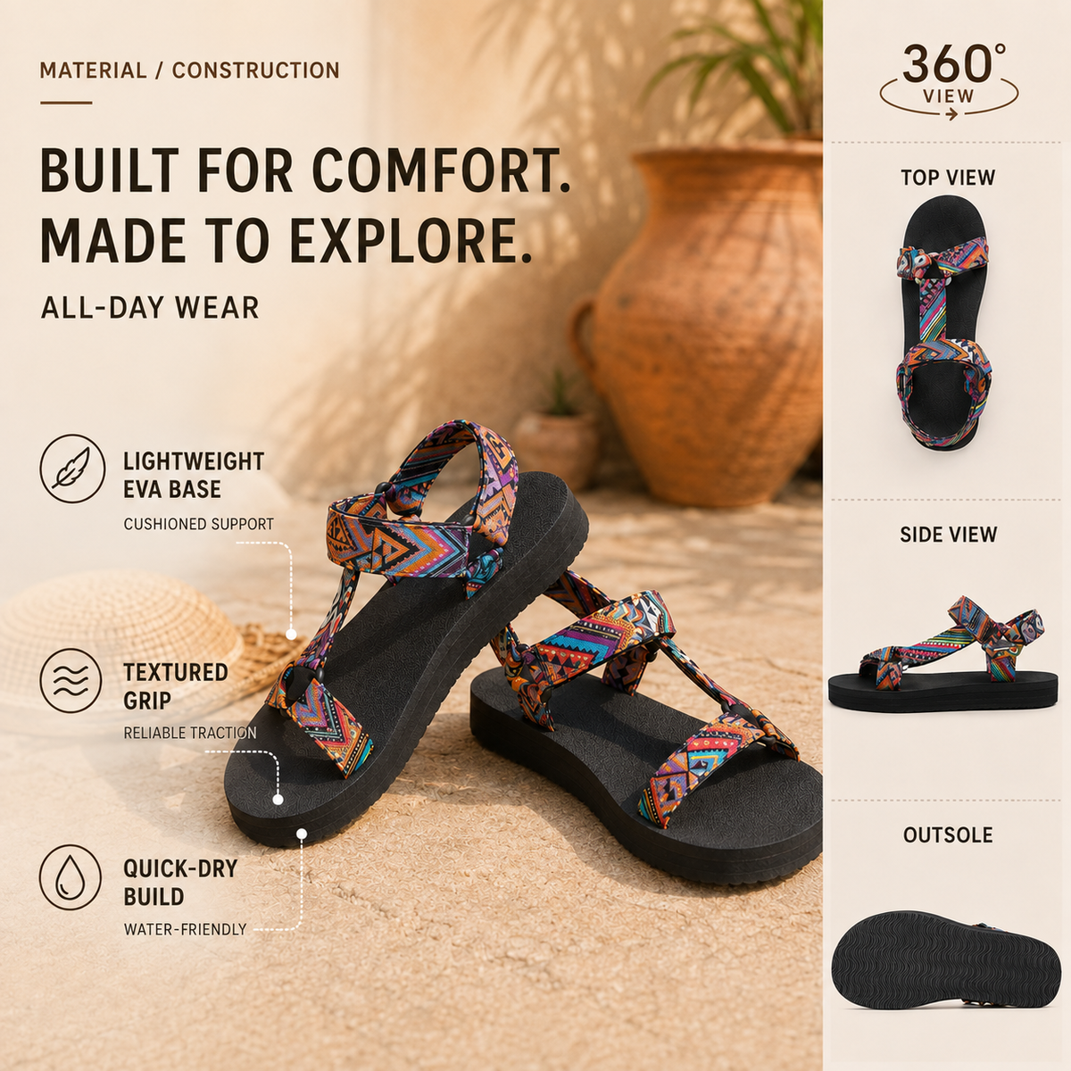 Paisley Pattern Women's Walking Sandals
