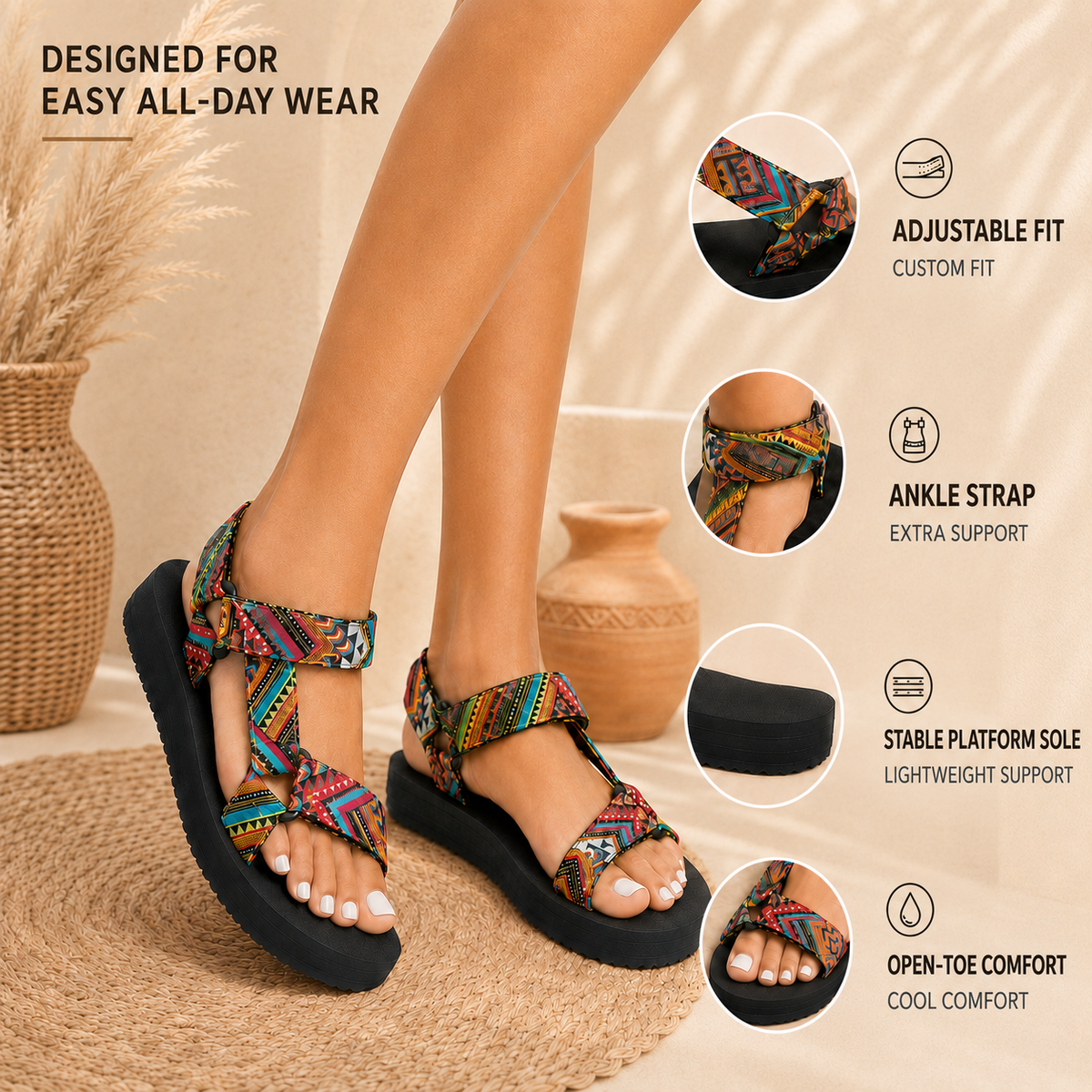 Paisley Pattern Women's Walking Sandals