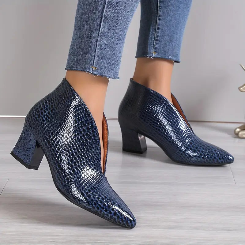 Patent Pointed-Toe Heeled Ankle Boots