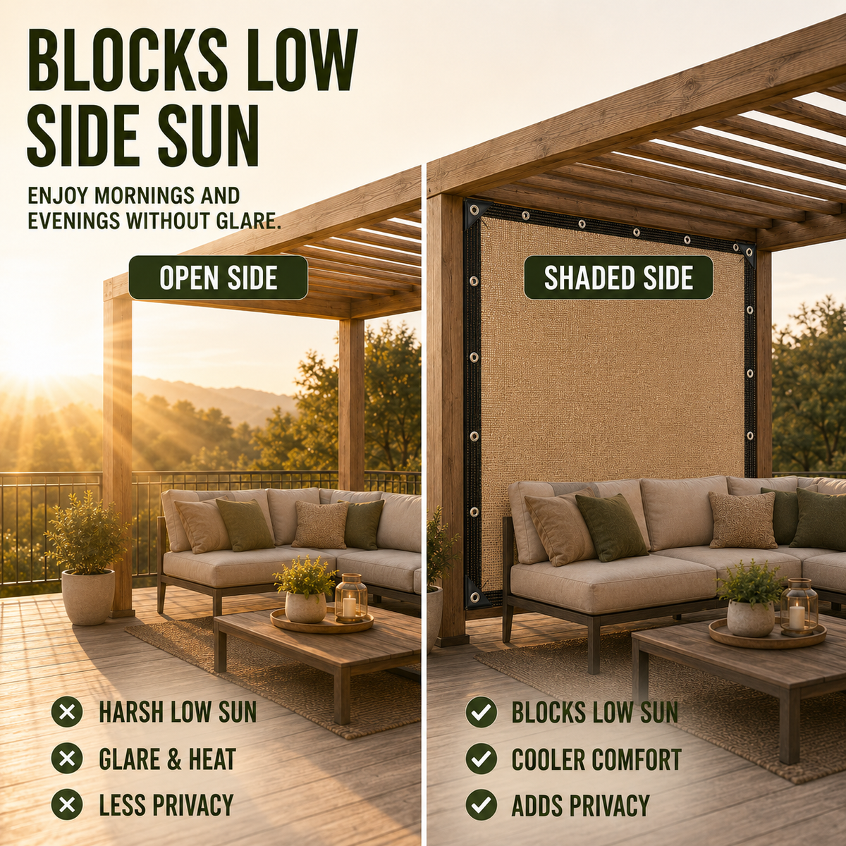 Pergola Side Panel - Gazebo Side Wall Sun & Wind Screen