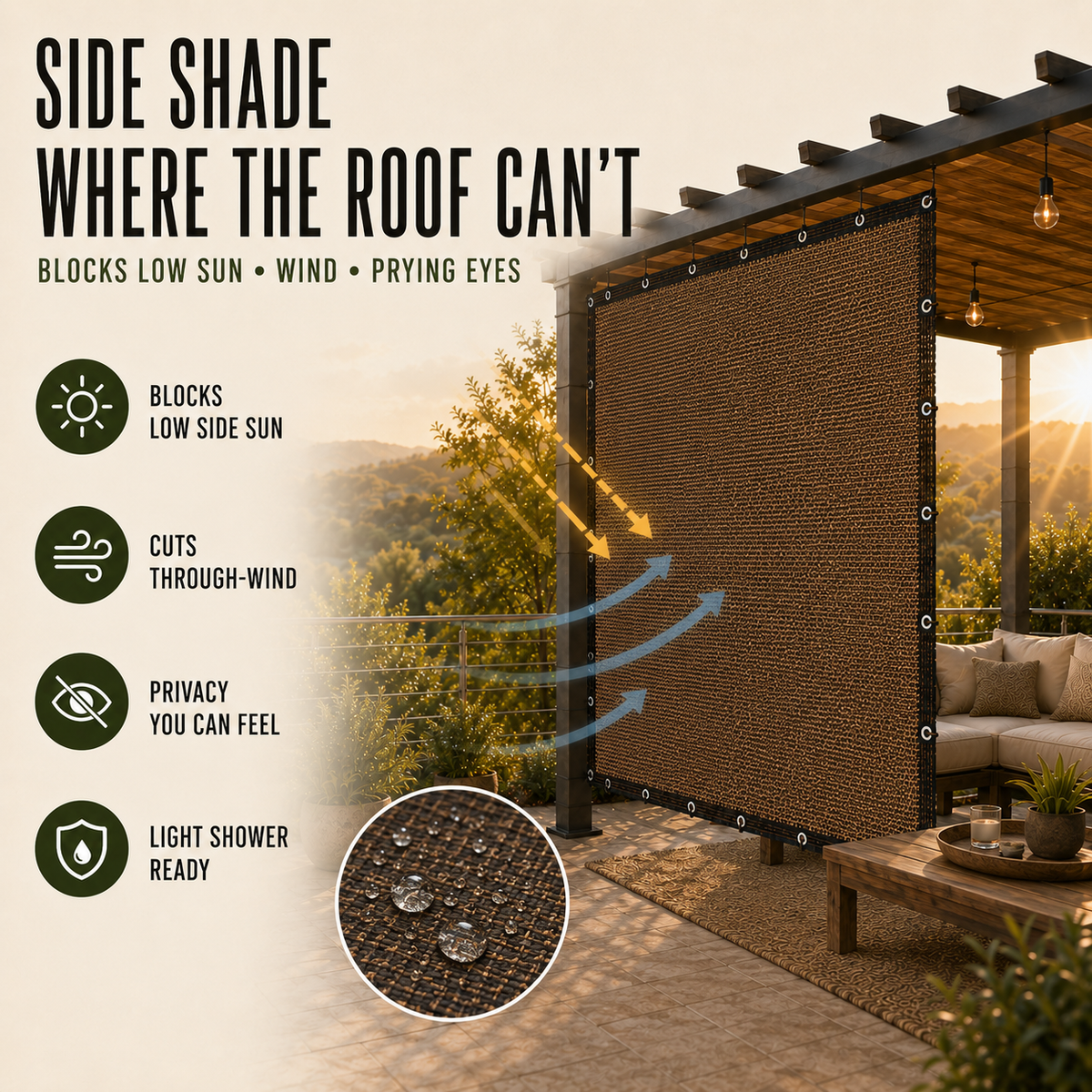 Pergola Side Panel - Gazebo Sidewall Privacy & Sun Screen