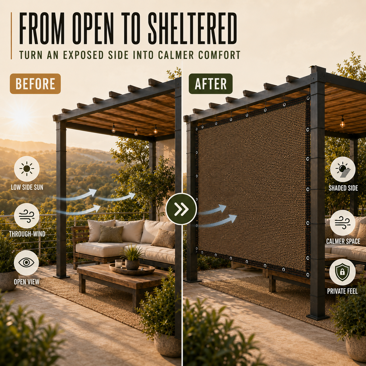 Pergola Side Panel - Gazebo Sidewall Privacy & Sun Screen