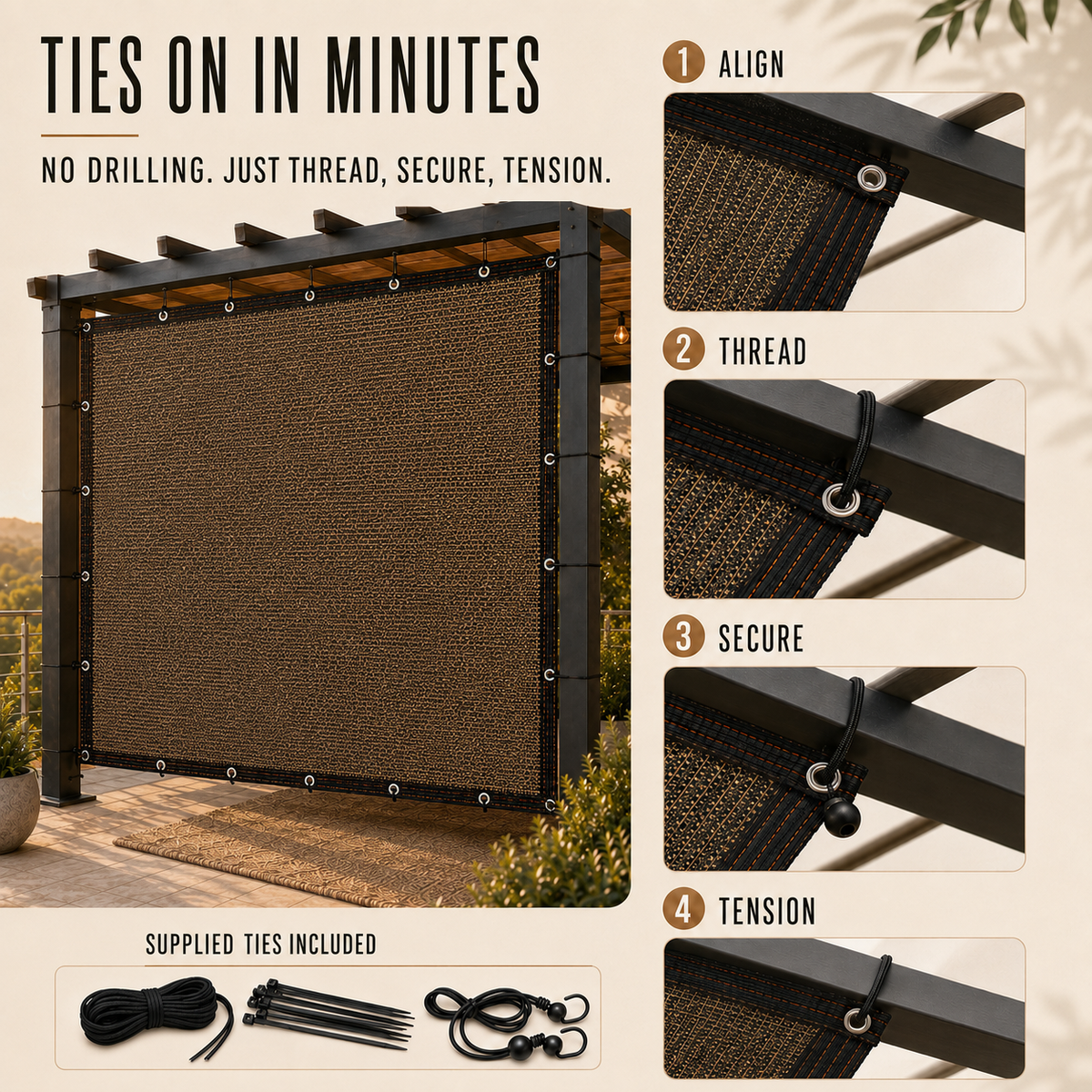 Pergola Side Panel - Gazebo Sidewall Privacy & Sun Screen