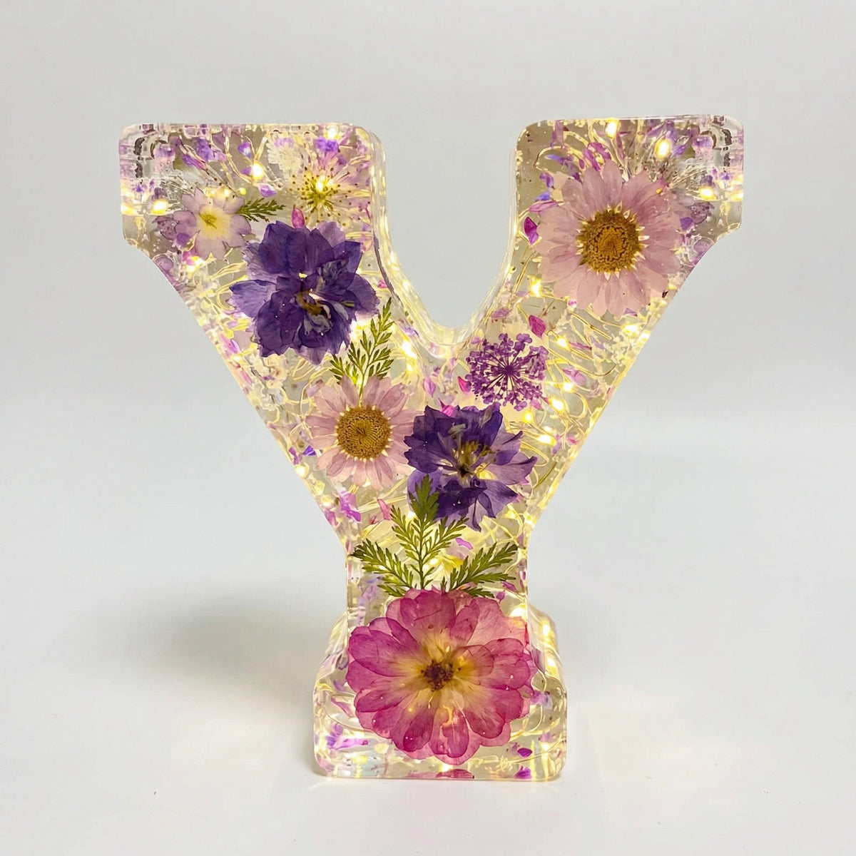 Personalized Floral Resin Letter Light