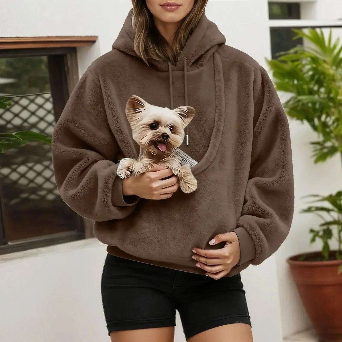 Pet Carrier Hoodie with Front Pouch for Hands-Free Carrying