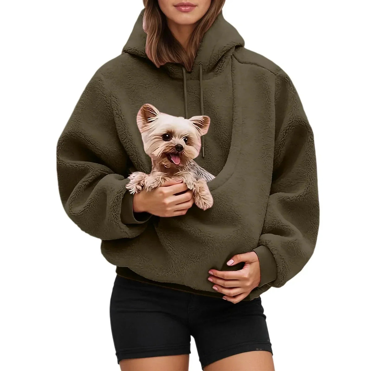 Pet Carrier Hoodie with Front Pouch for Hands-Free Carrying