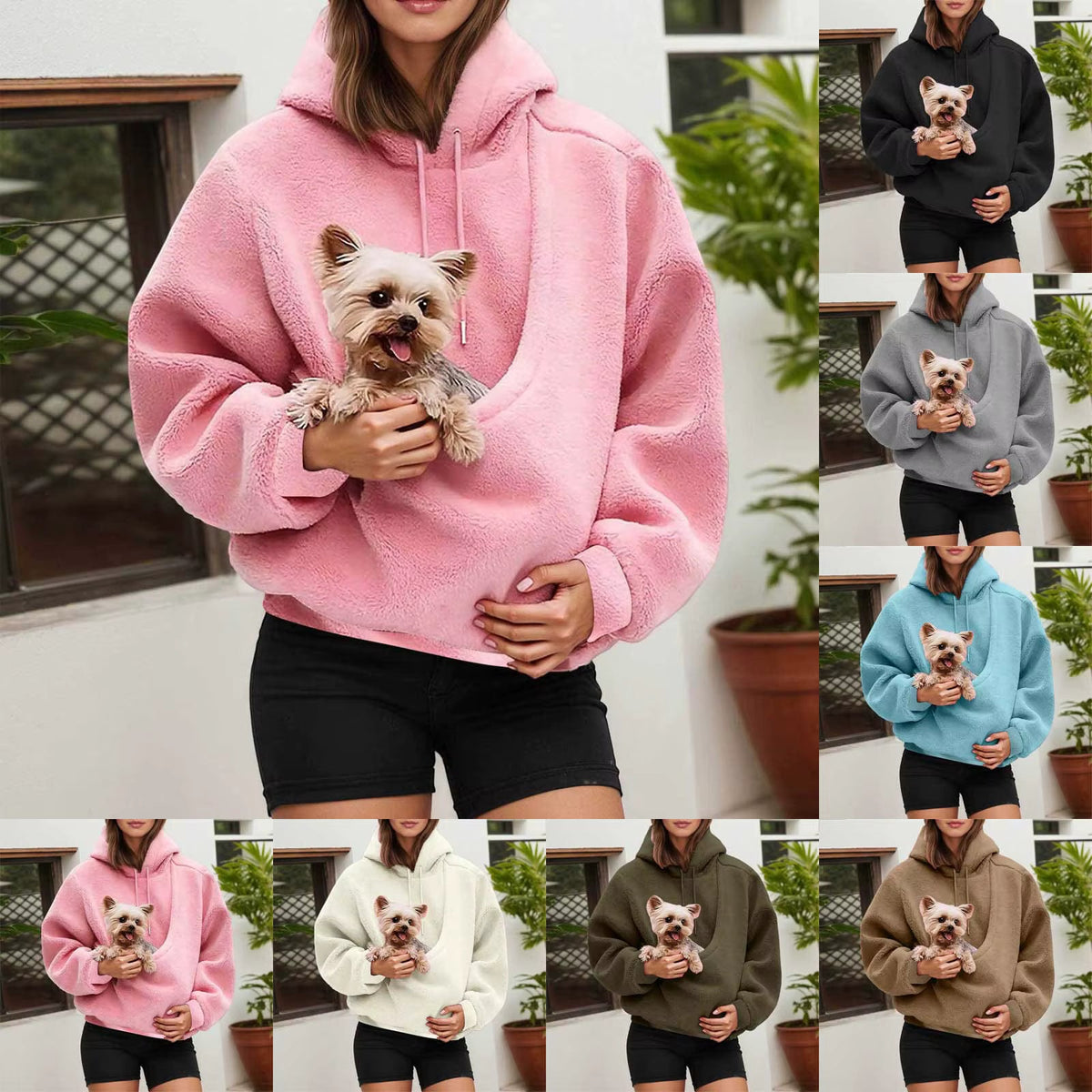 Pet Carrier Hoodie with Front Pouch for Hands-Free Carrying