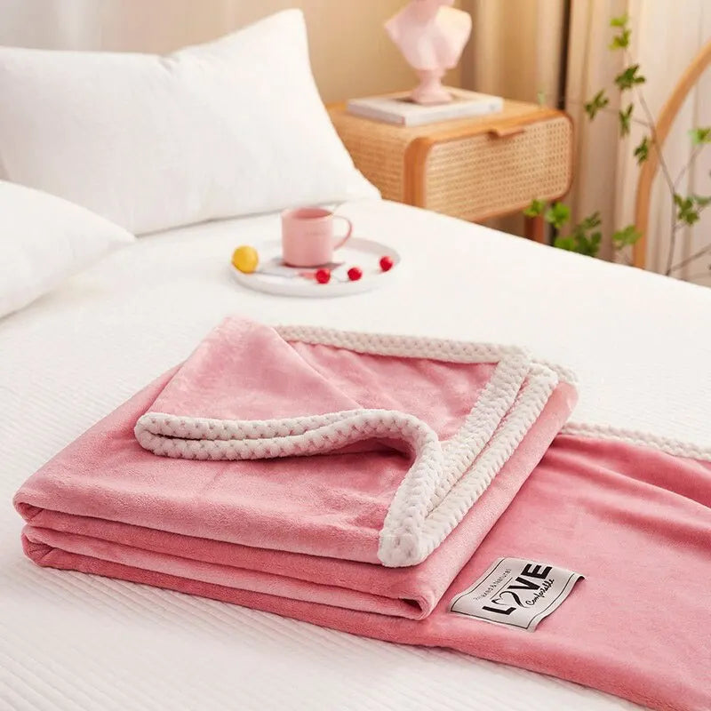 Pink flannel fleece blanket