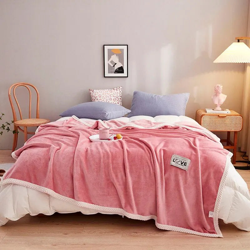 Pink flannel fleece blanket