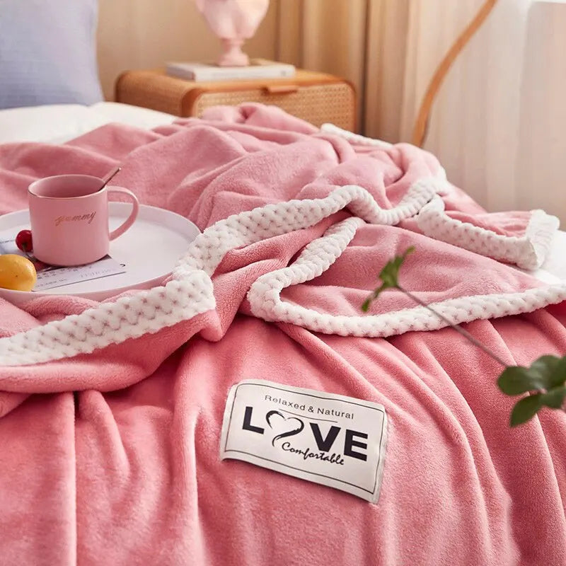 Pink flannel fleece blanket