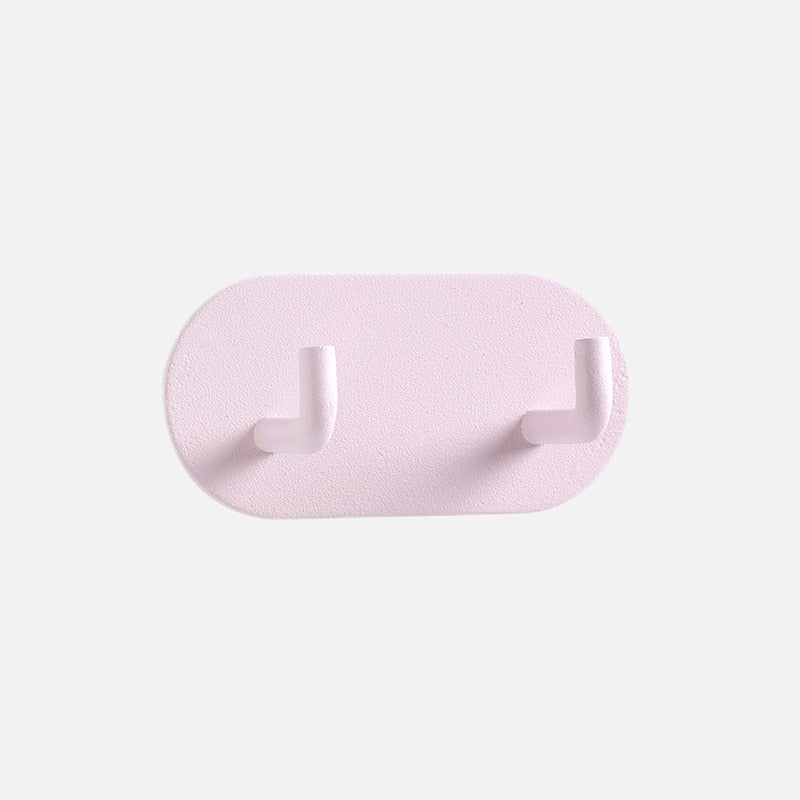 Pink Metal Self-Adhesive Wall Hook - No-Drill Dual Coat Hanger