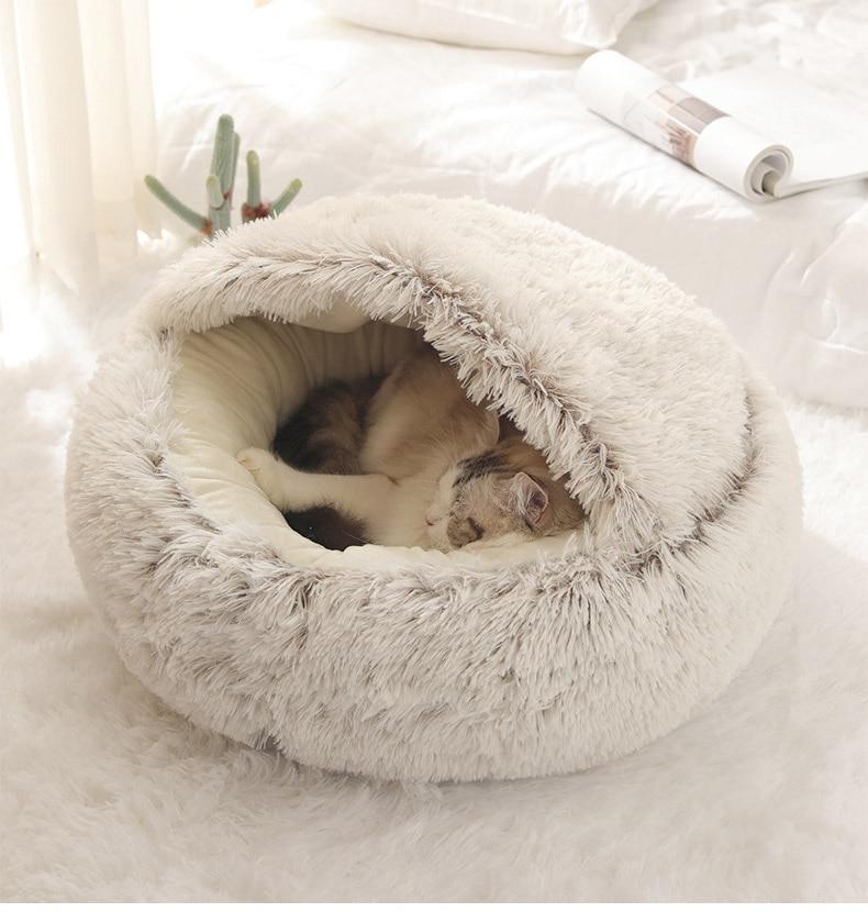 Plush Donut Pet Bed for Small Dogs & Cats