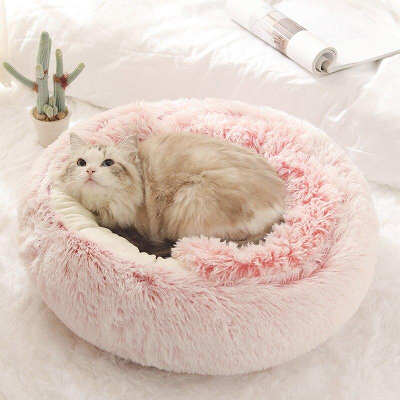 Plush Donut Pet Bed for Small Dogs & Cats