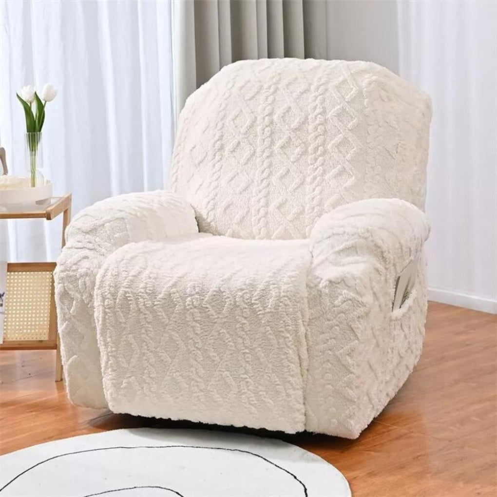 Plush Recliner Sofa Cover with Cable Knit Texture