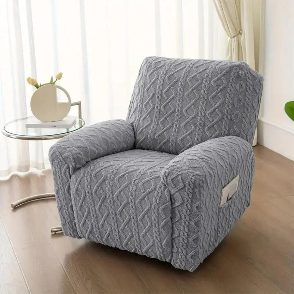 Plush Recliner Sofa Cover with Cable Knit Texture