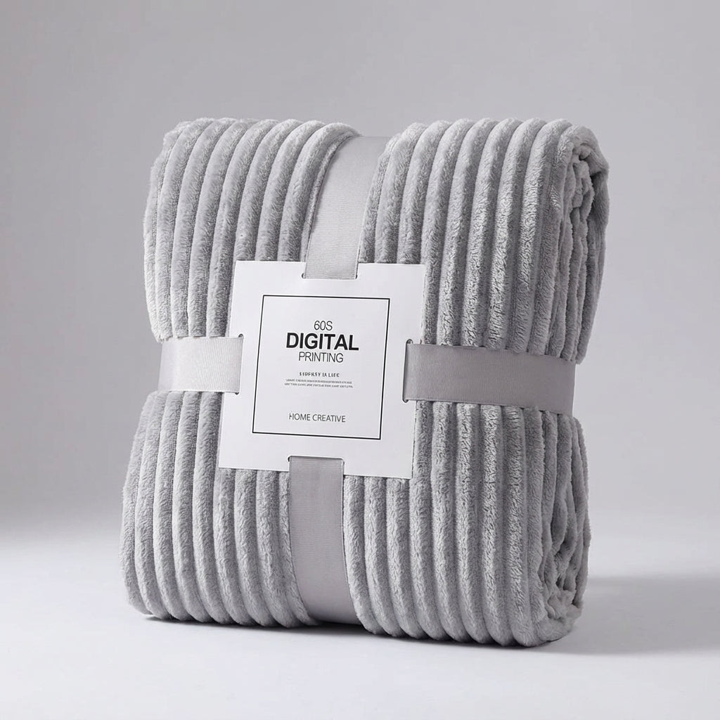 Plush Ribbed Throw Blanket