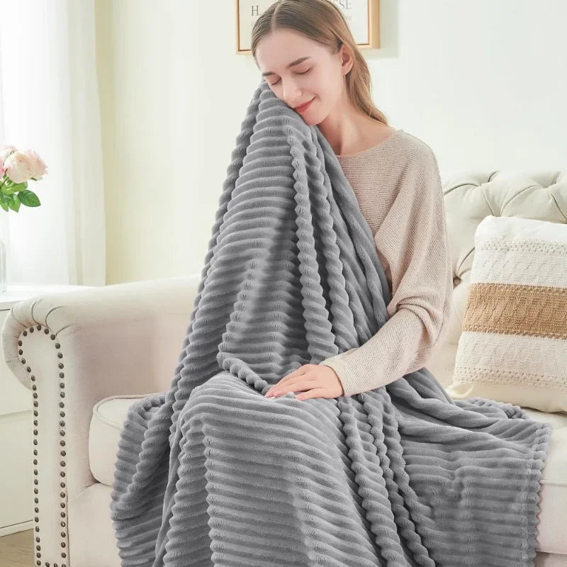 Plush Ribbed Throw Blanket