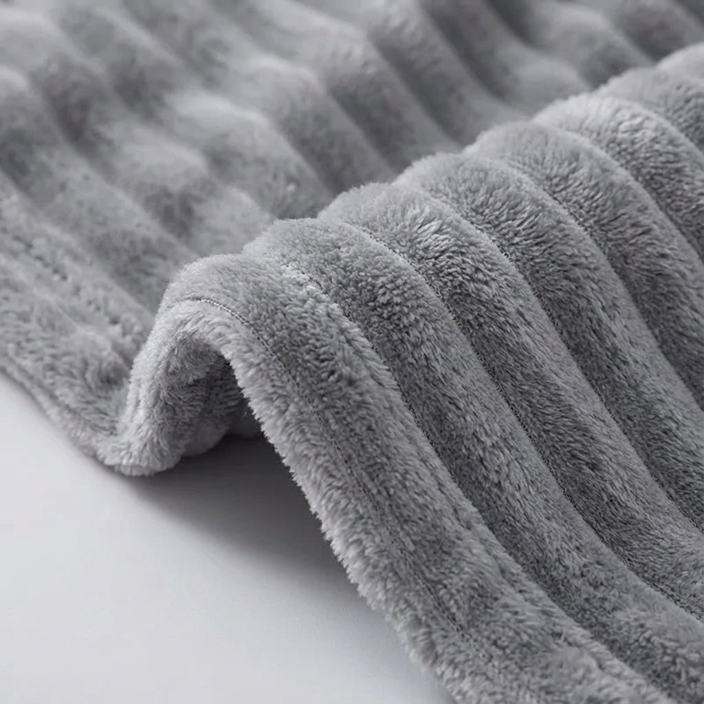 Plush Ribbed Throw Blanket