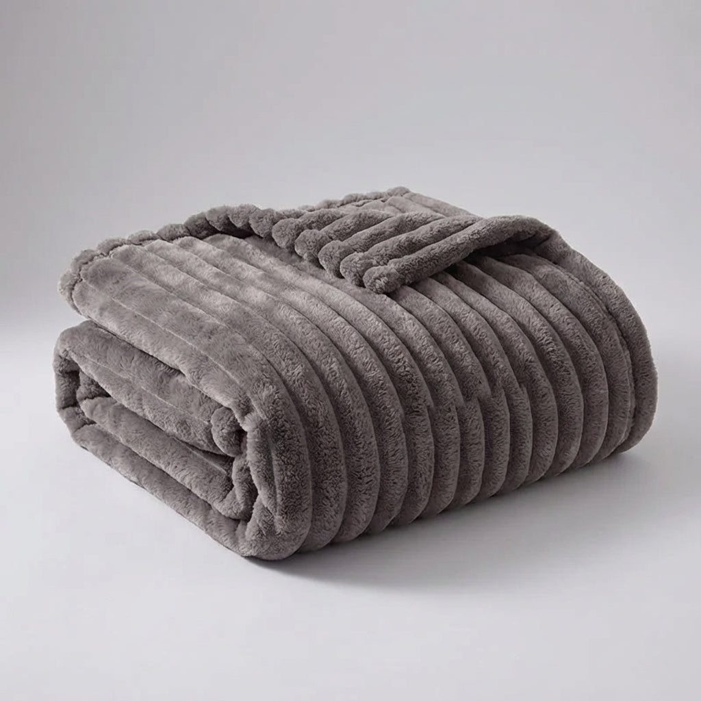 Plush Ribbed Throw Blanket