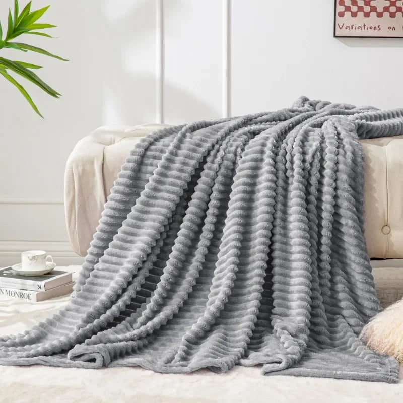 Plush Ribbed Throw Blanket