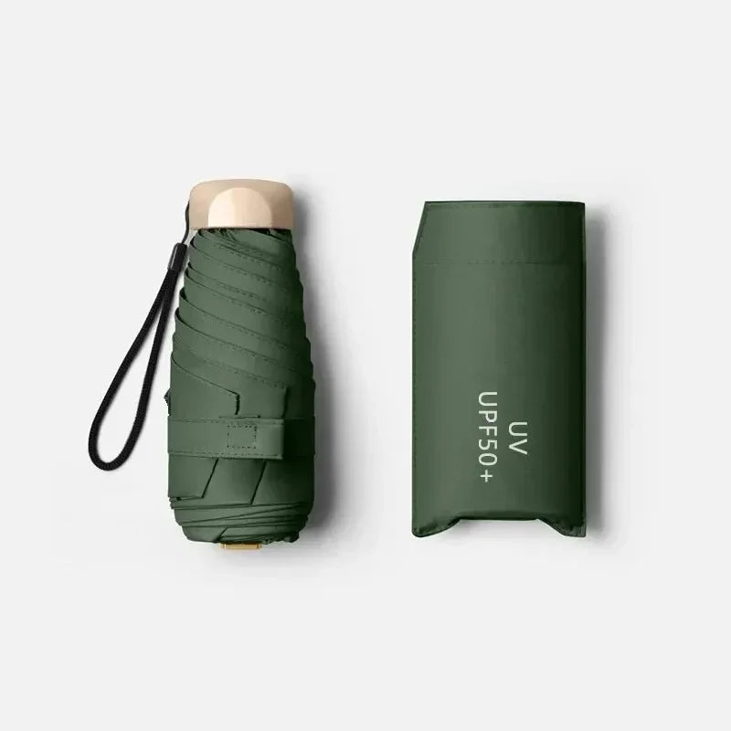 Pocket Sun and Rain Umbrella - Lightweight Vinyl, UV-Protective and Water-Resistant, Ideal for Travel