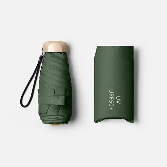 Pocket Sun and Rain Umbrella - Lightweight Vinyl, UV-Protective and Water-Resistant, Ideal for Travel