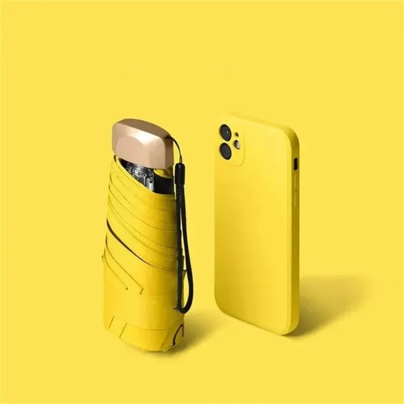 Pocket Sun and Rain Umbrella - Lightweight Vinyl, UV-Protective and Water-Resistant, Ideal for Travel