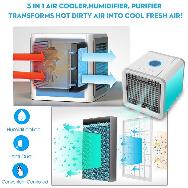 Portable 3-in-1 Air Cooler, Fan, Humidifier & Purifier