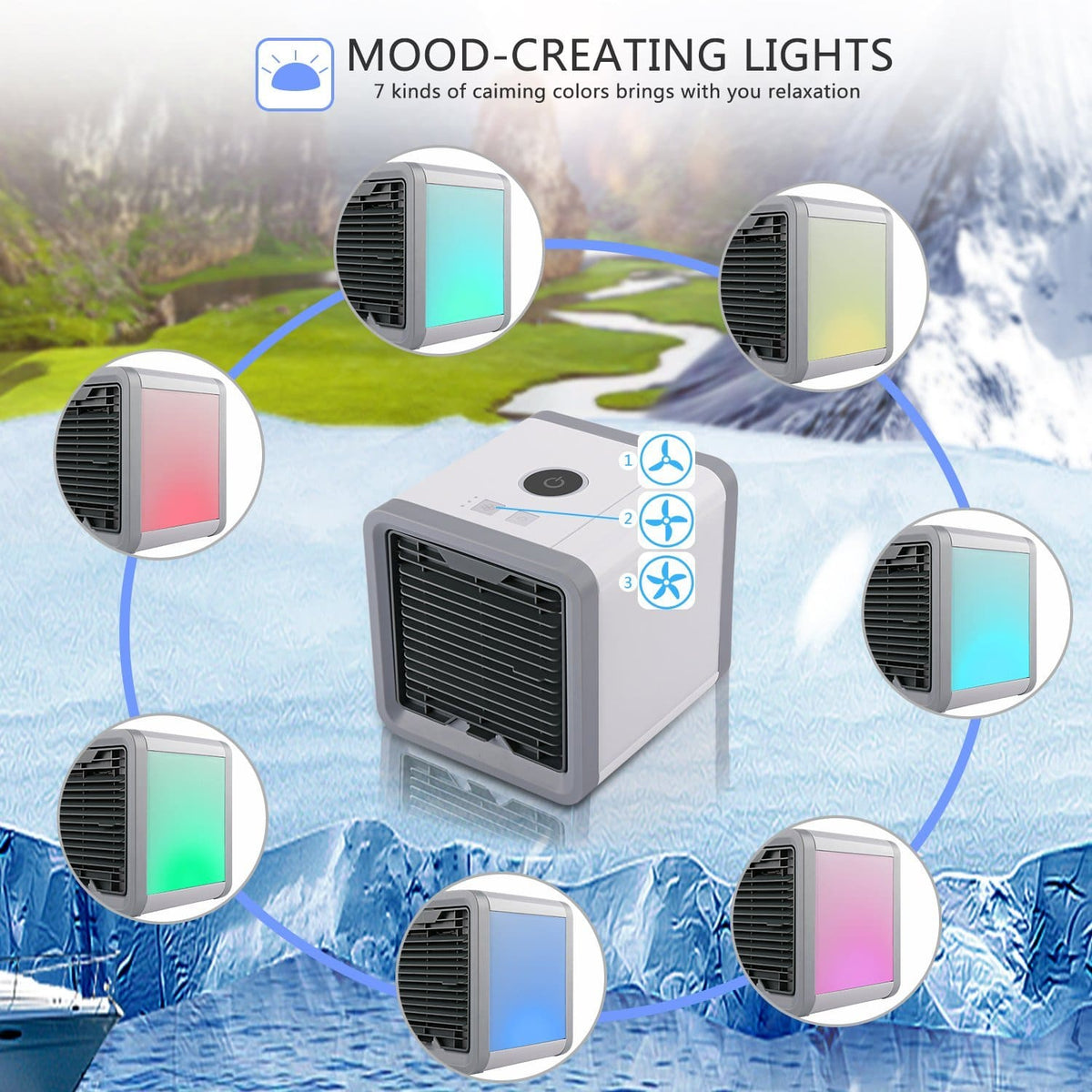 Portable 3-in-1 Air Cooler, Fan, Humidifier & Purifier