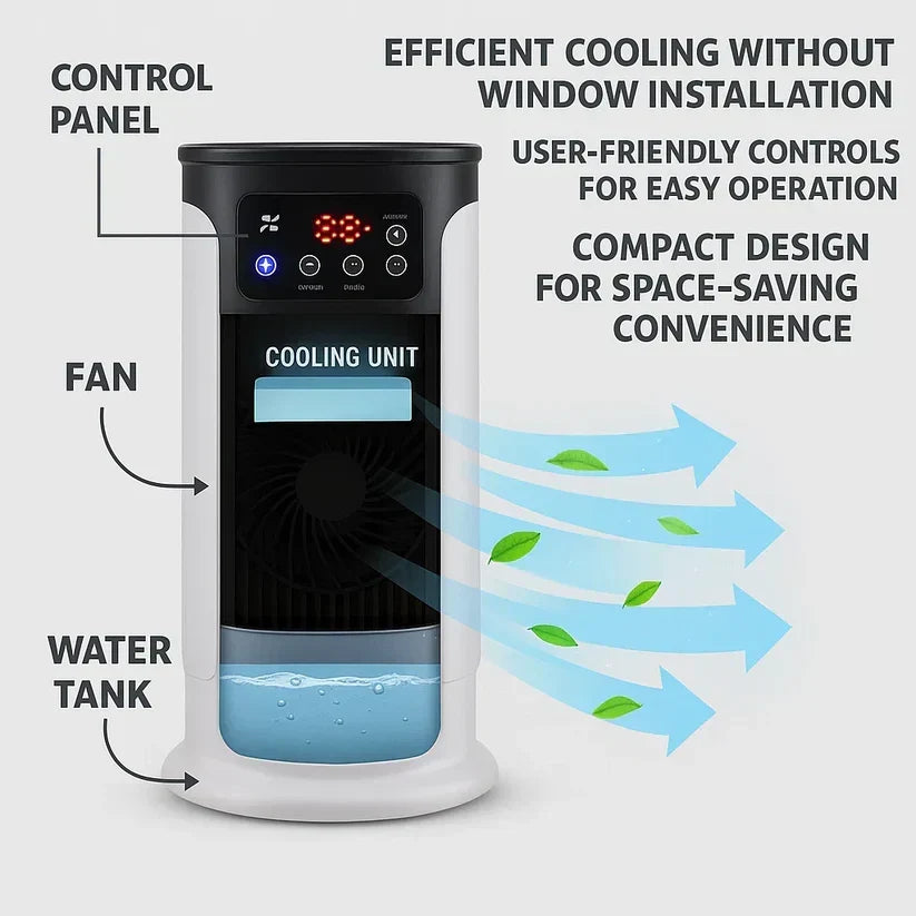 Portable Air Conditioner - Energy-Efficient & Ventless Design for Home, Office, and Dorm Room Use