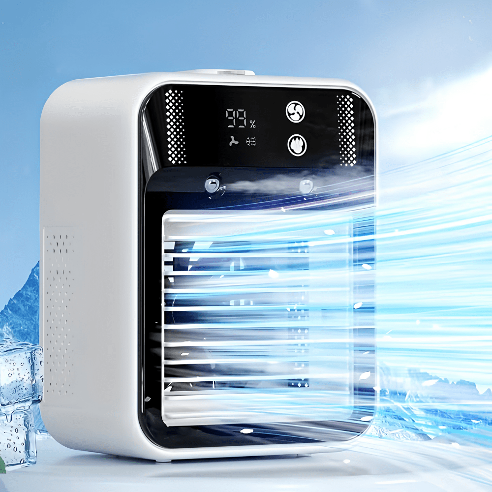 Portable Air Conditioner Fan with Rechargeable Battery and Adjustable Speed – Compact USB Cooling Device for Home and Travel