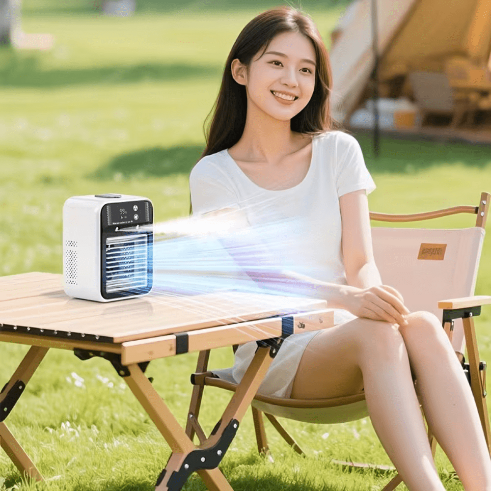 Portable Air Conditioner Fan with Rechargeable Battery and Adjustable Speed – Compact USB Cooling Device for Home and Travel
