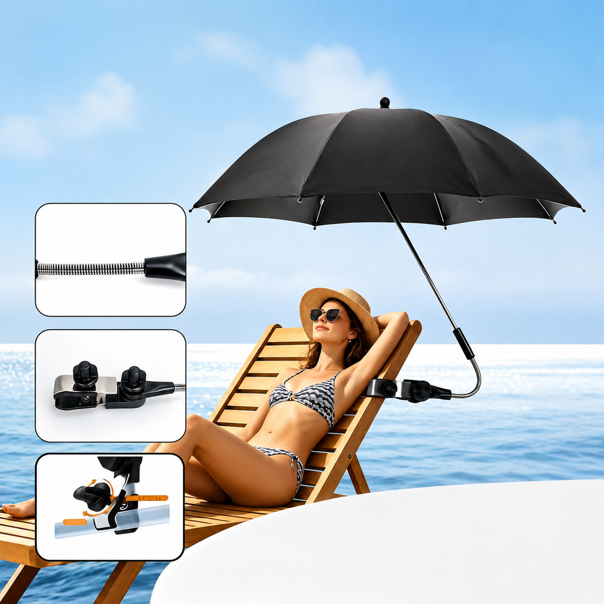 Portable Beach and Camping Umbrella with 360° Rotation and UV-Resistant Fabric