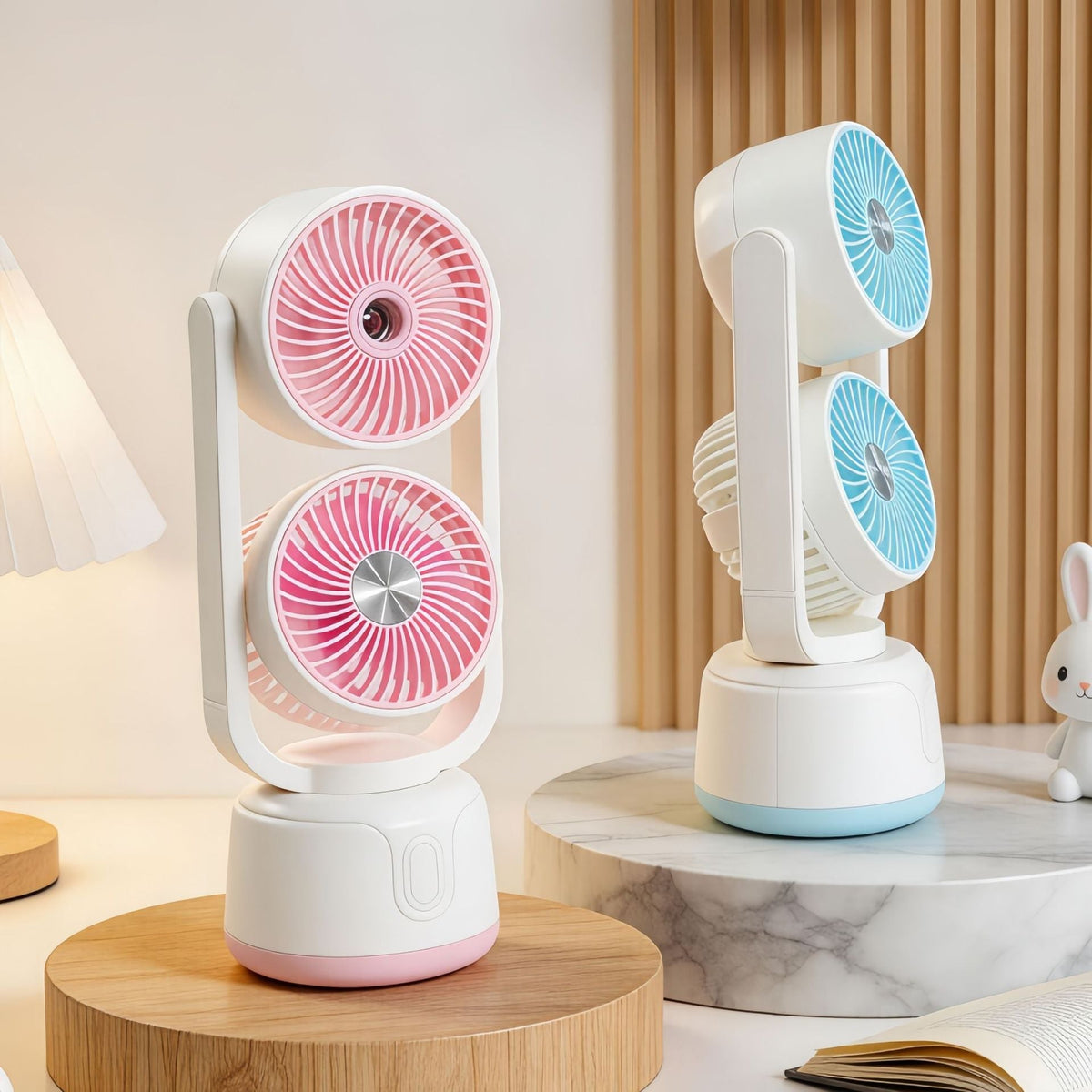 Portable Dual Fan with Adjustable Heads