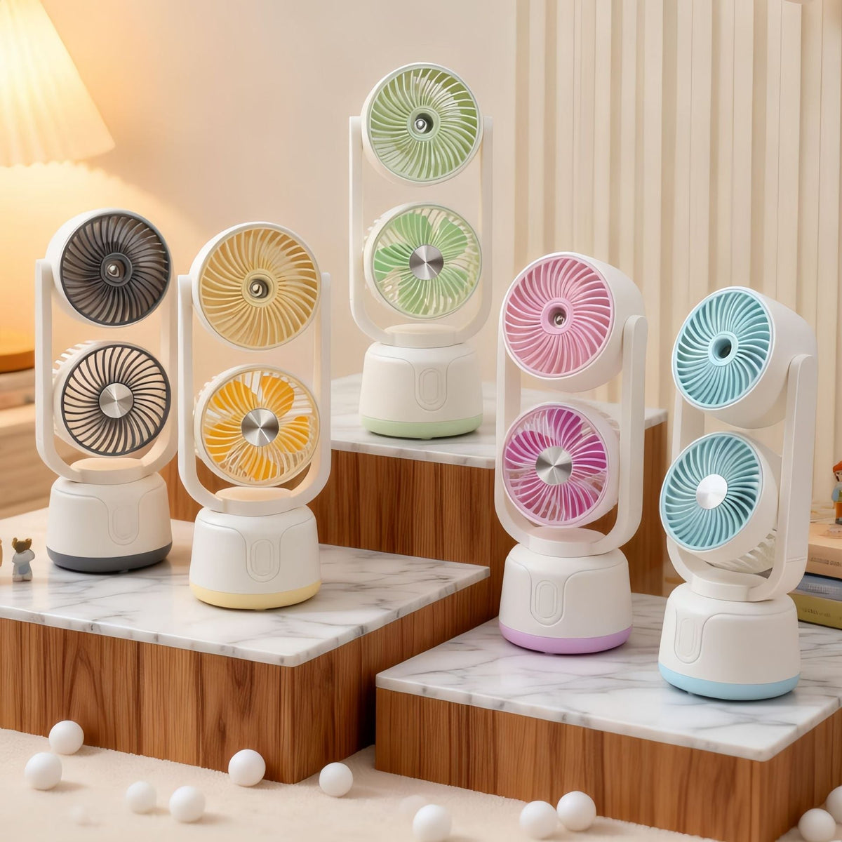 Portable Dual Fan with Adjustable Heads
