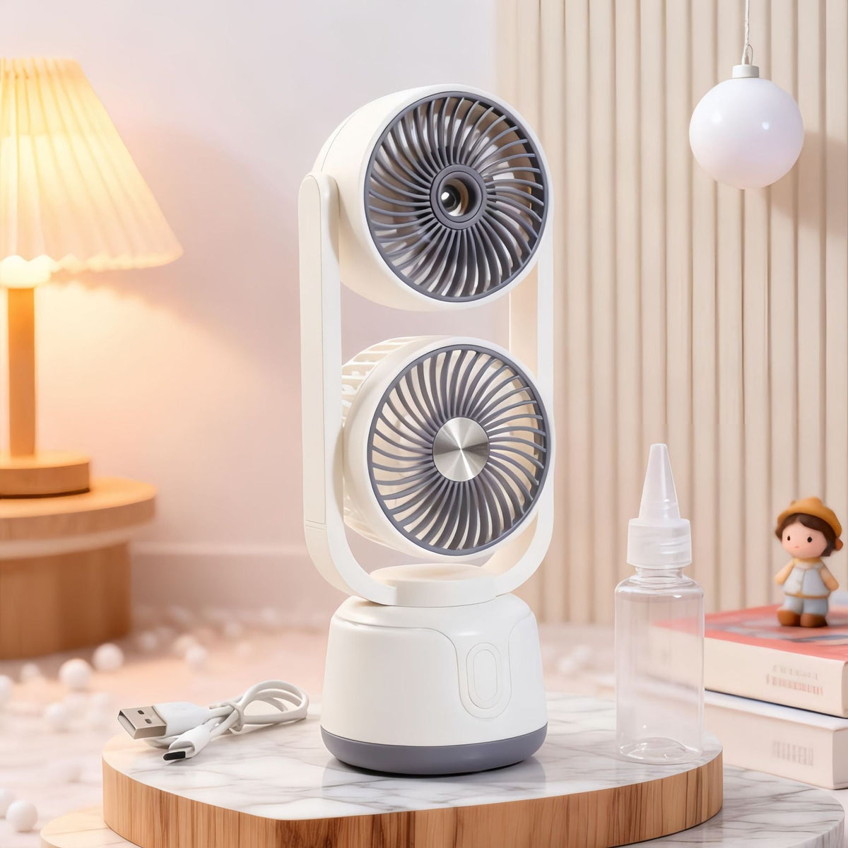 Portable Dual Fan with Adjustable Heads