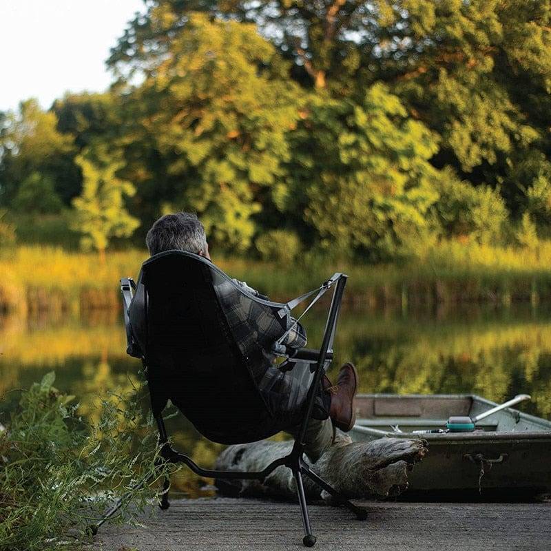 Portable Folding Outdoor Rocking Chair with Pillow for Camping and Fishing