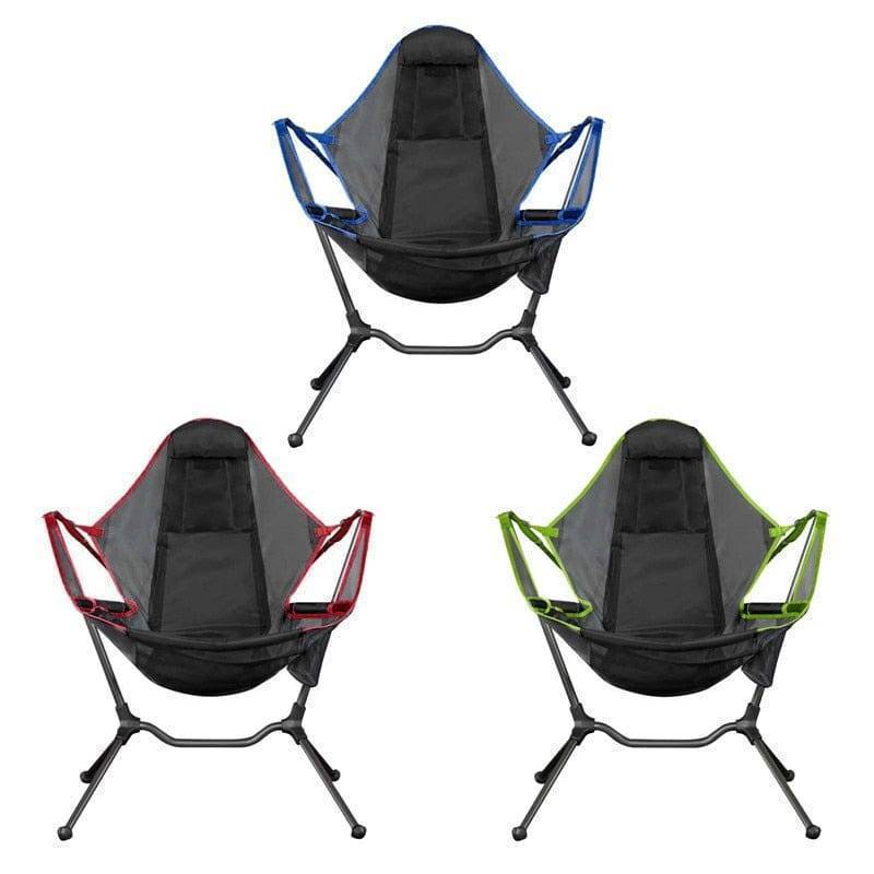 Portable Folding Outdoor Rocking Chair with Pillow for Camping and Fishing