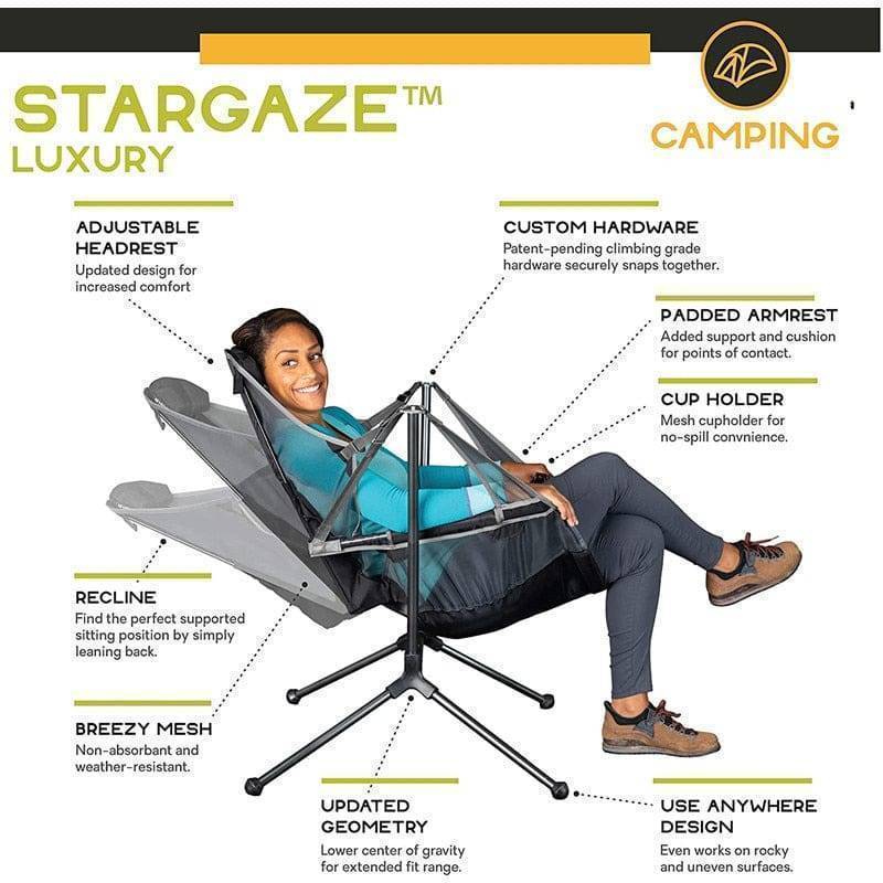 Portable Folding Outdoor Rocking Chair with Pillow for Camping and Fishing