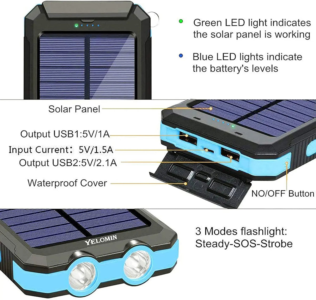 Portable IP67 Waterproof Solar Power Bank