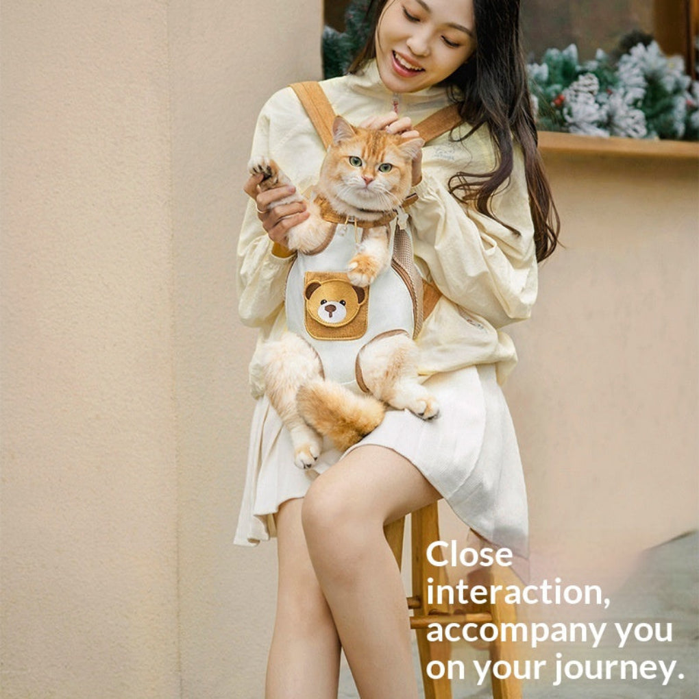 Portable Outdoor Pet Backpack Carrier with Chest Strap