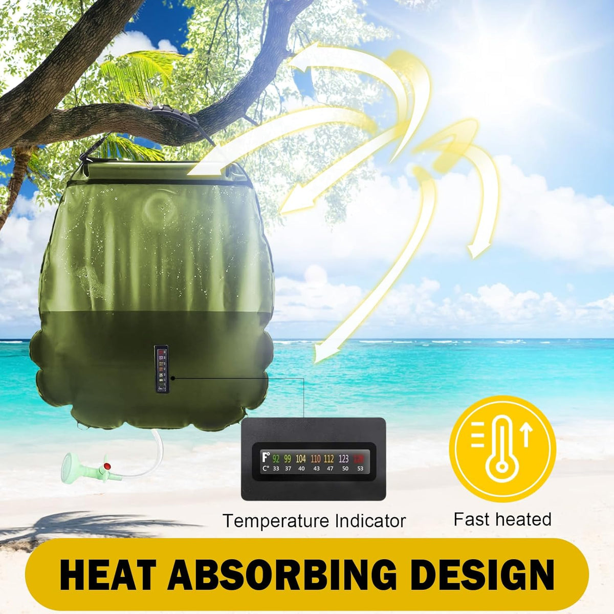 Portable Solar Heated Outdoor Camping Shower Bag - 20L