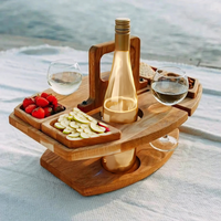 Portable Wooden Wine Picnic Table for Outdoor Events