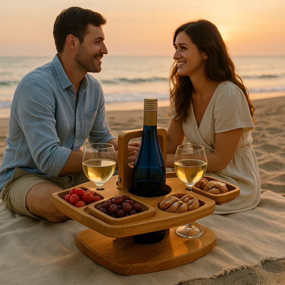 Portable Wooden Wine Picnic Table for Outdoor Events