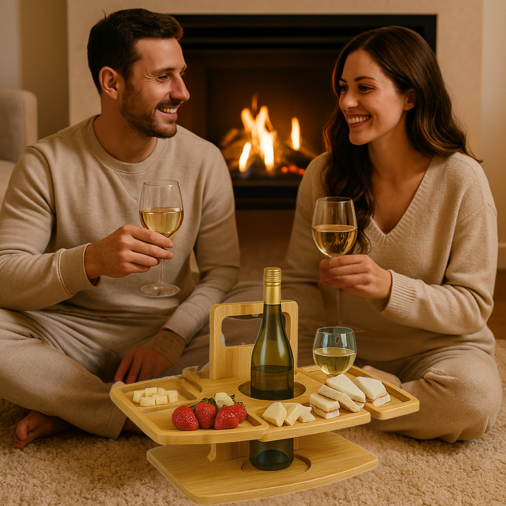 Portable Wooden Wine Picnic Table for Outdoor Events